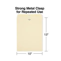 New Staples Heavyweight Clasp & Moistenable Glue Catalog Envelopes, 10"L x 13"H, Manila, 100/Box (122069/14207)