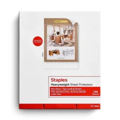 Sheet Protectors|Staples Heavyweight Sheet Protector, 8.5" x 11", Non-Glare, 100/Box (13860-CC)