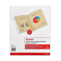 Sheet Protectors|Staples Heavyweight Sheet Protectors, 11" x 17", Clear, 5/Pack (15937-CC)