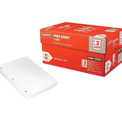 Copy Paper*Staples 3-Hole Punch Copy Paper, 8.5" x 11", 20 lbs., 500 Sheets/Ream, 10 Reams/Carton (221192)