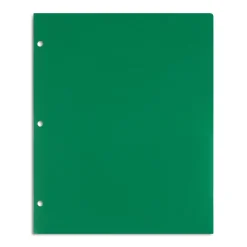Pocket Folders|Staples 3-Hole Punched 2-Pocket Plastic Portfolio Folder, (ST52806-CC) Green