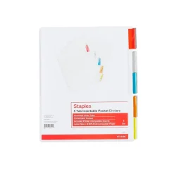 Dividers|Staples Insertable Paper Dividers, 5-Tab, Assorted Colors (13496/11270)