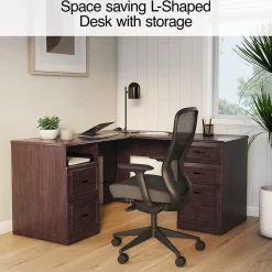 L-Desks*Staples Kendall Park 58.8"W L-Shaped Desk, Cherry (52493)