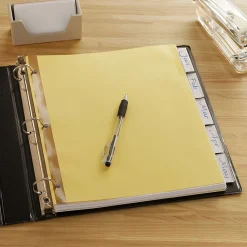 Dividers|Staples Large Tab Insertable Paper Dividers, Clear 5 Tab, Buff (13486/11110)