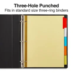 Dividers|Staples Large Tab Insertable Dividers, 5-Tab, Assorted Colors, 4/Pack (13515/14481)
