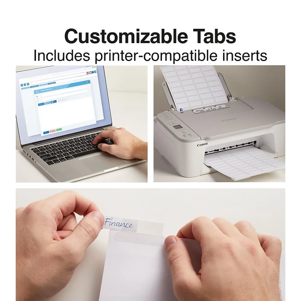 Dividers|Staples Large Tab Insertable Dividers, 8-Tab, Clear (18935/11124)