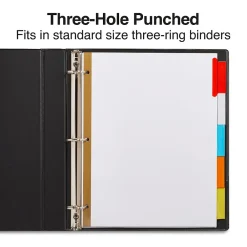 Dividers|Staples Large Tab Insertable Dividers, 5-Tab, Assorted Colors (13489/11121)