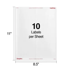 Clearance Staples Laser/Inkjet Shipping Labels, 2" x 4", White, 10 Labels/Sheet, 250 Sheets/Pack, 2500 Labels/Box (18066)