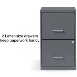 File Cabinets*Staples Light Duty 2-Drawer Mobile Vertical File Cabinet, Letter Size, Lockable, 24.1"H x 14.3"W x 18"D, Charcoal (ST52143-CC)