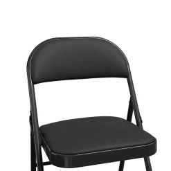 Folding & Stacking*Staples Luxura Faux Leather Folding Chair, Black, 4/Pack (51504)