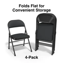 Folding & Stacking*Staples Luxura Faux Leather Folding Chair, Black, 4/Pack (51504)