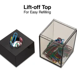 Clips & Fasteners|Staples Magnetic Paper Clip Dispenser, Clear/Black (10590)