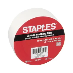 Clearance Staples Masking Tape, 1.89" x 60 yds., Natural, 2/Pack (468405-CC)