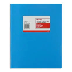 Pocket Folders|Staples Matte 2-Pocket Plastic Portfolio Folder with Fasteners, Blue (ST55477-CC) Light Blue