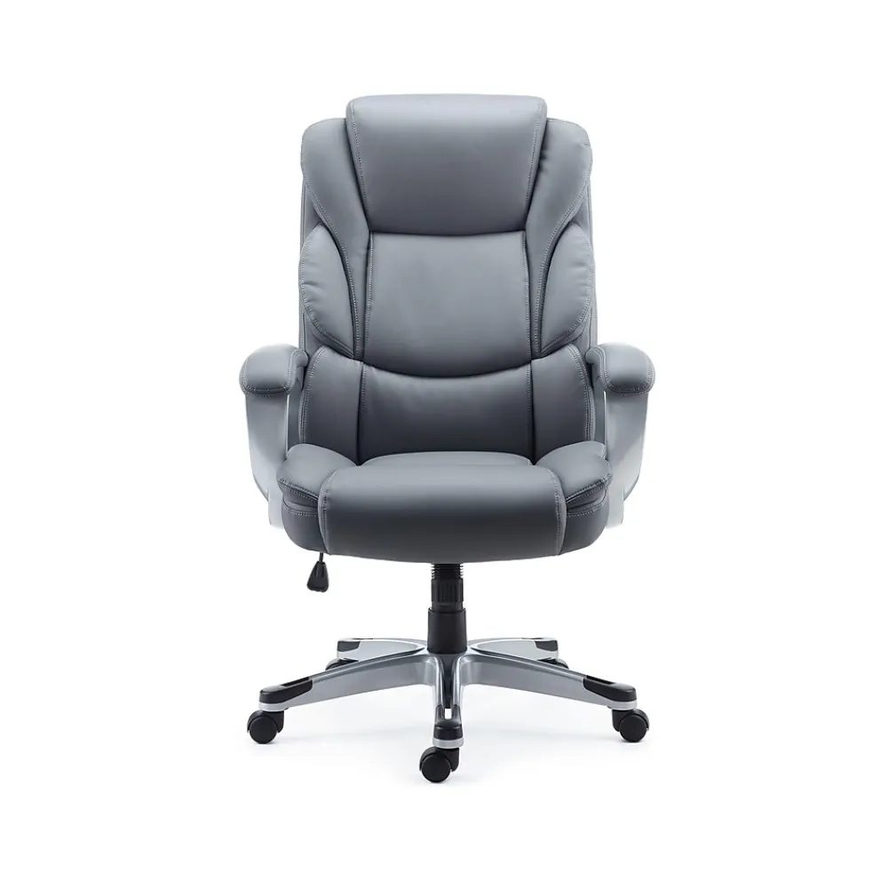 Office Chairs*Staples Mcallum Ergonomic Bonded Leather Swivel Manager Chair, (51474) Gray
