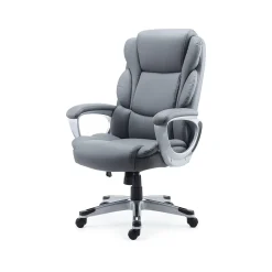 Office Chairs*Staples Mcallum Ergonomic Bonded Leather Swivel Manager Chair, (51474) Gray