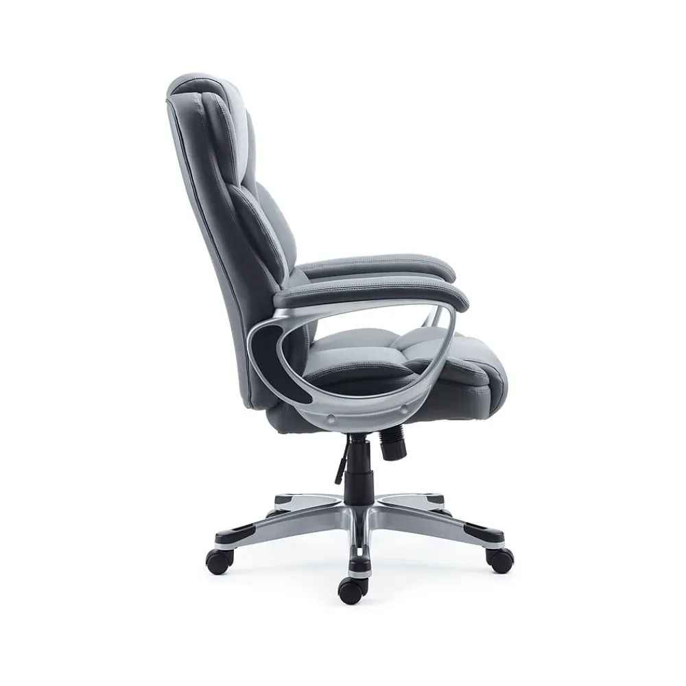 Office Chairs*Staples Mcallum Ergonomic Bonded Leather Swivel Manager Chair, (51474) Gray