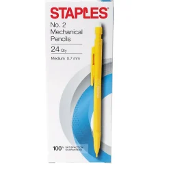 Pencils|Staples Mechanical Pencil, 0.7mm, #2 Medium Lead, 2 Dozen (26930-CC)