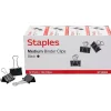 Clips & Fasteners|Staples Medium Binder Clips, 0.63" Capacity, Black, 144 Clips/Pack (ST32003/32003)