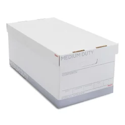 File Storage|Staples Medium Duty 60% Recycled EZ Fold Corrugated File Box Lift Off Lid, Letter Size, White/Gray, 12/Carton (2489403)