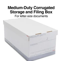 File Storage|Staples Medium Duty 60% Recycled EZ Fold Corrugated File Box Lift Off Lid, Letter Size, White/Gray, 12/Carton (2489403)