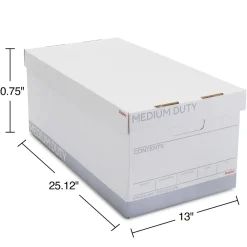 File Storage|Staples Medium Duty 60% Recycled EZ Fold Corrugated File Box Lift Off Lid, Letter Size, White/Gray, 12/Carton (2489403)