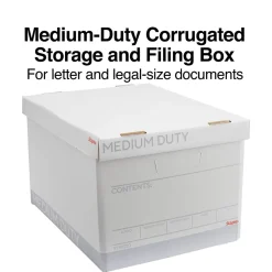 File Storage|Staples Medium Duty File Box, Lift Off Lid, Letter/Legal, White (50141)
