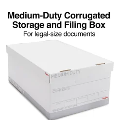 File Storage|Staples Medium Duty File Box, Lift Off Lid, Legal, White/Gray, 4/Carton (TR59216)