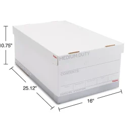 File Storage|Staples Medium Duty File Box, Lift Off Lid, Legal, White/Gray, 4/Carton (TR59216)