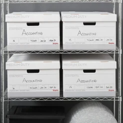 File Storage|Staples Medium Duty File Box, Lift Off Lid, Legal, White/Gray, 4/Carton (TR59216)