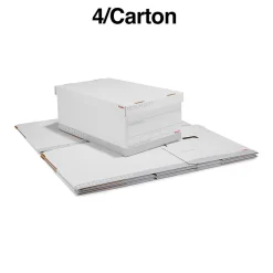 File Storage|Staples Medium Duty File Box, Lift Off Lid, Legal, White/Gray, 4/Carton (TR59216)