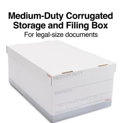 File Storage|Staples Medium Duty File Box, Lift Off Lid, Legal, White/Gray, 12/Carton (TR59217)