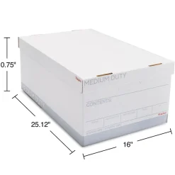 File Storage|Staples Medium Duty File Box, Lift Off Lid, Legal, White/Gray, 12/Carton (TR59217)