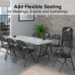 Folding & Stacking*Staples ® Metal Office Stacking & Folding Chair, , 4/Pack (51501) Black