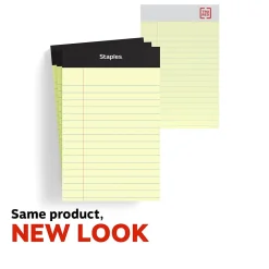 Notepads|Staples ® Mini Legal Notepad, 3" x 5", Narrow Ruled, Canary, 50 Sheets/Pad, 3/Pack (36312)