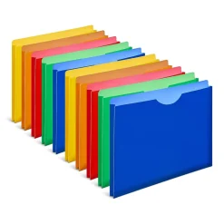 File Folders|Staples Moisture Resistant File Pockets, Letter Size, Assorted Colors, 10/Pack (TR18372)