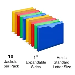 File Folders|Staples Moisture Resistant File Pockets, Letter Size, Assorted Colors, 10/Pack (TR18372)