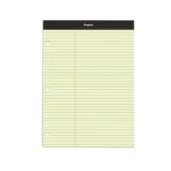 Notepads|Staples Notepad, 8.5" x 11.75", Law Ruled, Canary, 100 Sheets/Pad, Each (ST57348)