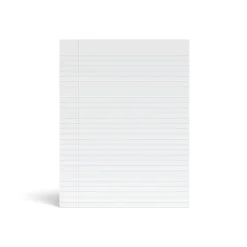 Notepads|Staples Notepad, 8.5" x 11" (US letter), Wide Ruled, White, 50 Sheets/Pad, Dozen Pads/Pack, 6 Packs/Case (TR57334CT)