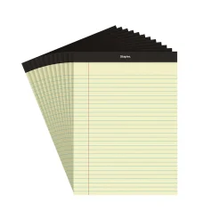 Notepads|Staples ® Notepad, 8.5" x 11.75", Wide Ruled, Canary, 50 Sheets/Pad, 72 Pads/Carton (SBG26839CT)