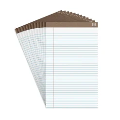 Notepads|Staples Notepads, 8.5" x 14" (legal), Wide Ruled, White, 50 Sheets/Pad, Dozen Pads/Pack (58189)