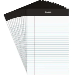 Notepads|Staples Notepads, 5" x 8", Narrow Ruled, , 50 Sheets/Pad, Dozen (ST57338) White