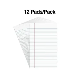 Notepads|Staples Notepads, 5" x 8", Narrow Ruled, , 50 Sheets/Pad, Dozen Pads/Pack (ST57330) White