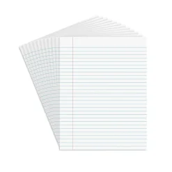 Notepads|Staples Notepads, 8.5" x 11" (US letter), Wide Ruled, White, 50 Sheets/Pad, Dozen Pads/Pack (ST57334)