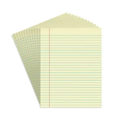 Notepads|Staples Notepads, 8.5" x 11", Wide Ruled, Canary, 50 Sheets/Pad, Dozen Pads/Pack (ST57295)