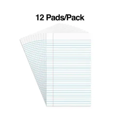 Notepads|Staples Notepads, 8.5" x 14", Wide Ruled, White, 50 Sheets/Pad, Dozen Pads/Pack (ST57335)