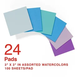Sticky Notes*Staples Notes, 3" x 3", Marina Collection, 100 Sheet/Pad, 24 Pads/Pack (S-33WC24)