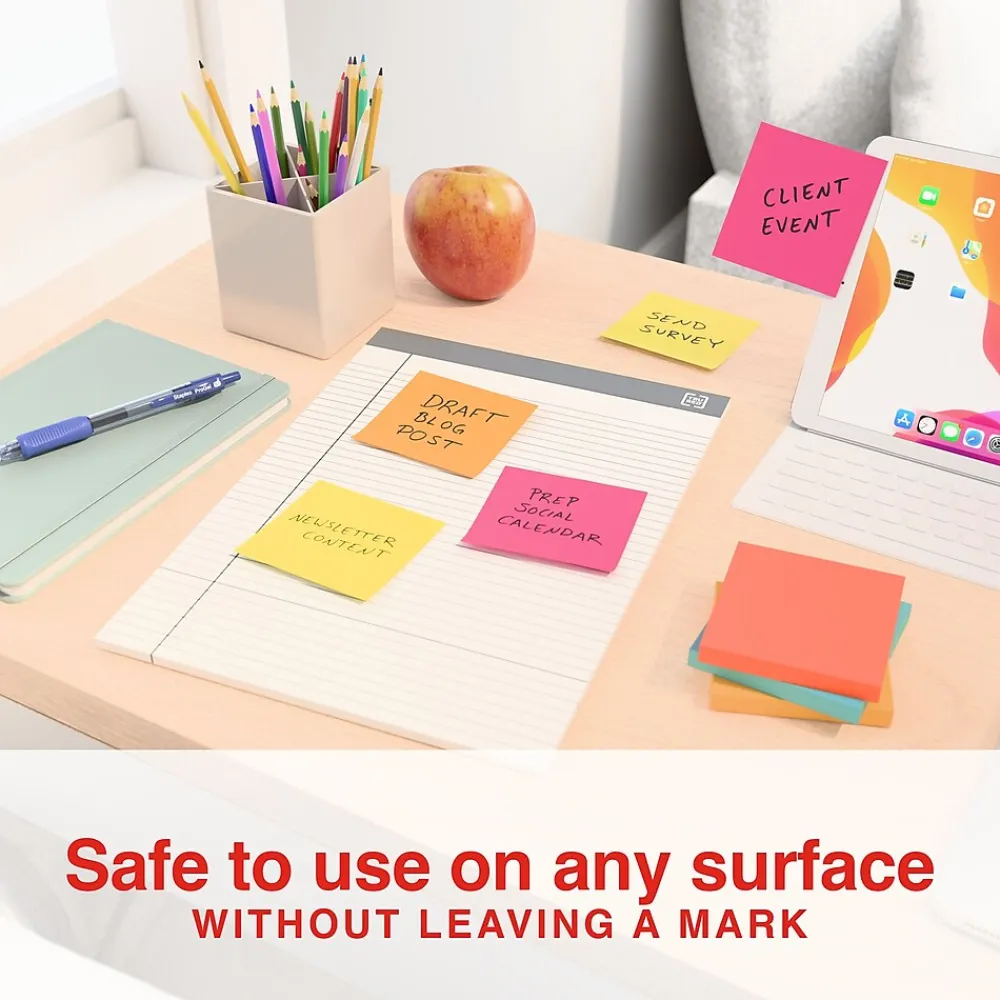 Sticky Notes*Staples Notes, 3" x 3", Pool Party Collection, 100 Sheet/Pad, 24 Pads/Pack (S-33BR24)