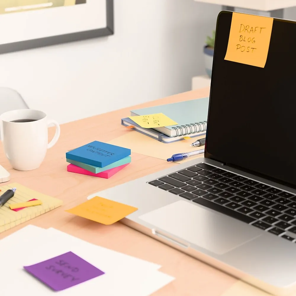 Sticky Notes*Staples Notes, 3" x 3", Sorbet Collection, 100 Sheet/Pad, 12 Pads/Pack (S-33BO12/52566)