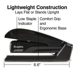Staplers|Staples One-Touch Desktop Stapler, 20 Sheet Capacity, (44436) Black